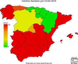 Mapa del centimo sanitario por Comunidades 2015