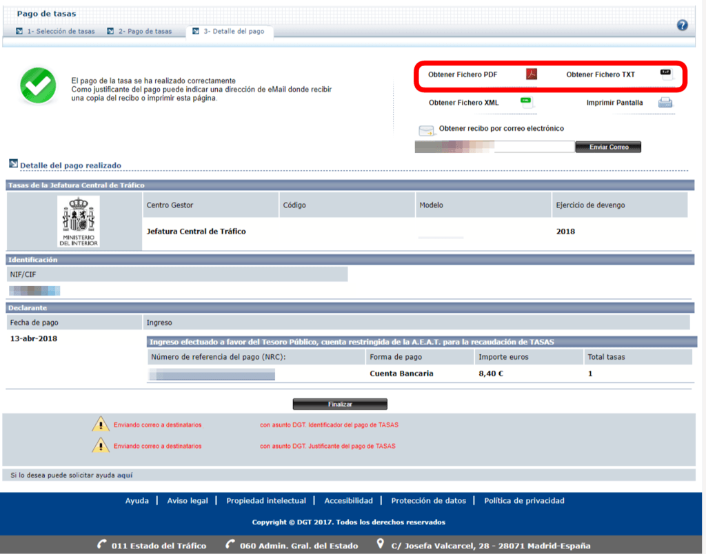 como saber si tiene seguro - resultado pago tasas