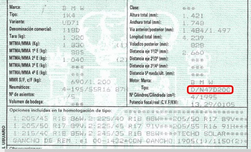 problema cadena distribución motores N47 de BMW - ficha técnica